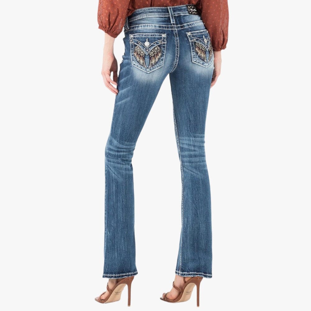 Miss Me Womens Ombre Angel Mid Rise Bootleg Jeans | Miss Me