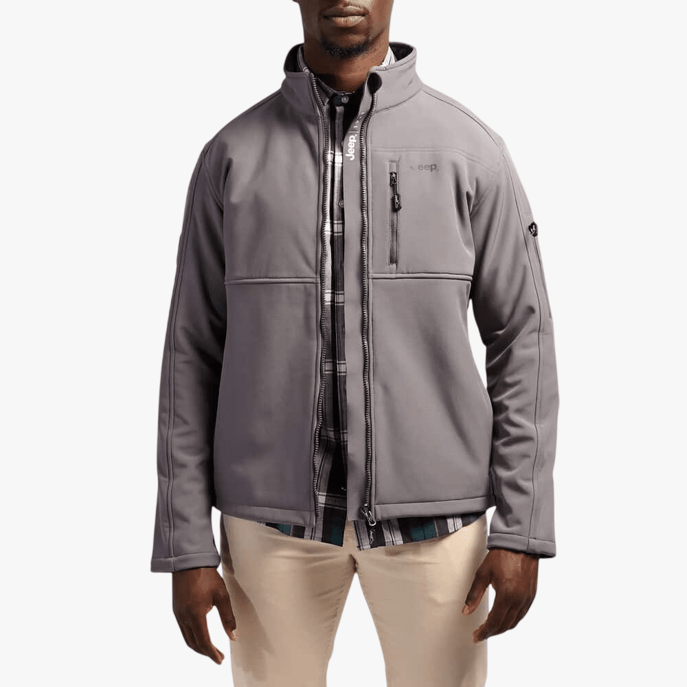 Jeep Mens Funnel Neck Soft Shell Jacket Grey | Jeep