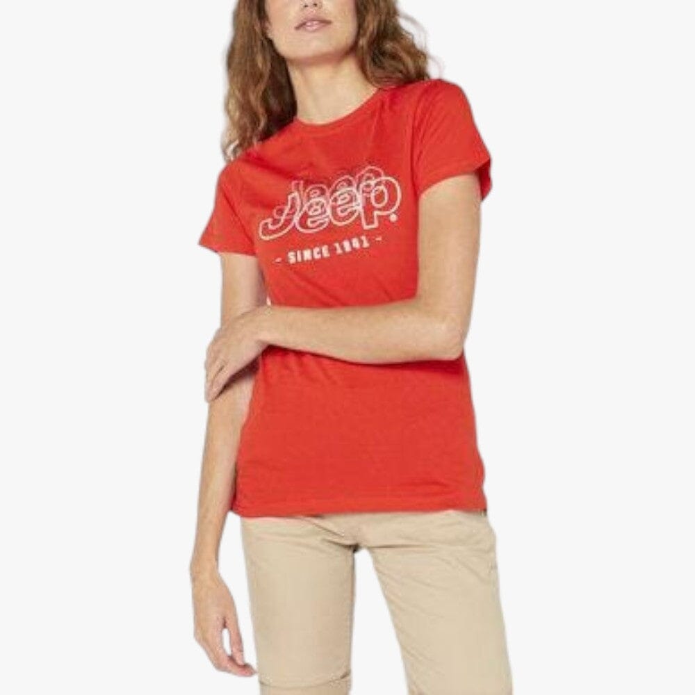 Jeep Womens Applique Short Sleeve Tee Crimson | Jeep