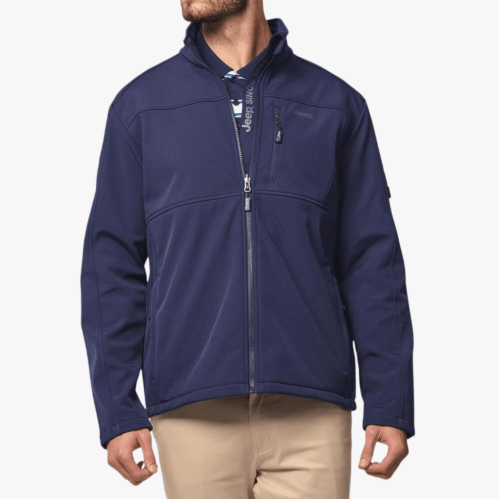 Jeep Mens Funnel Neck Soft Shell Jacket Navy | Jeep