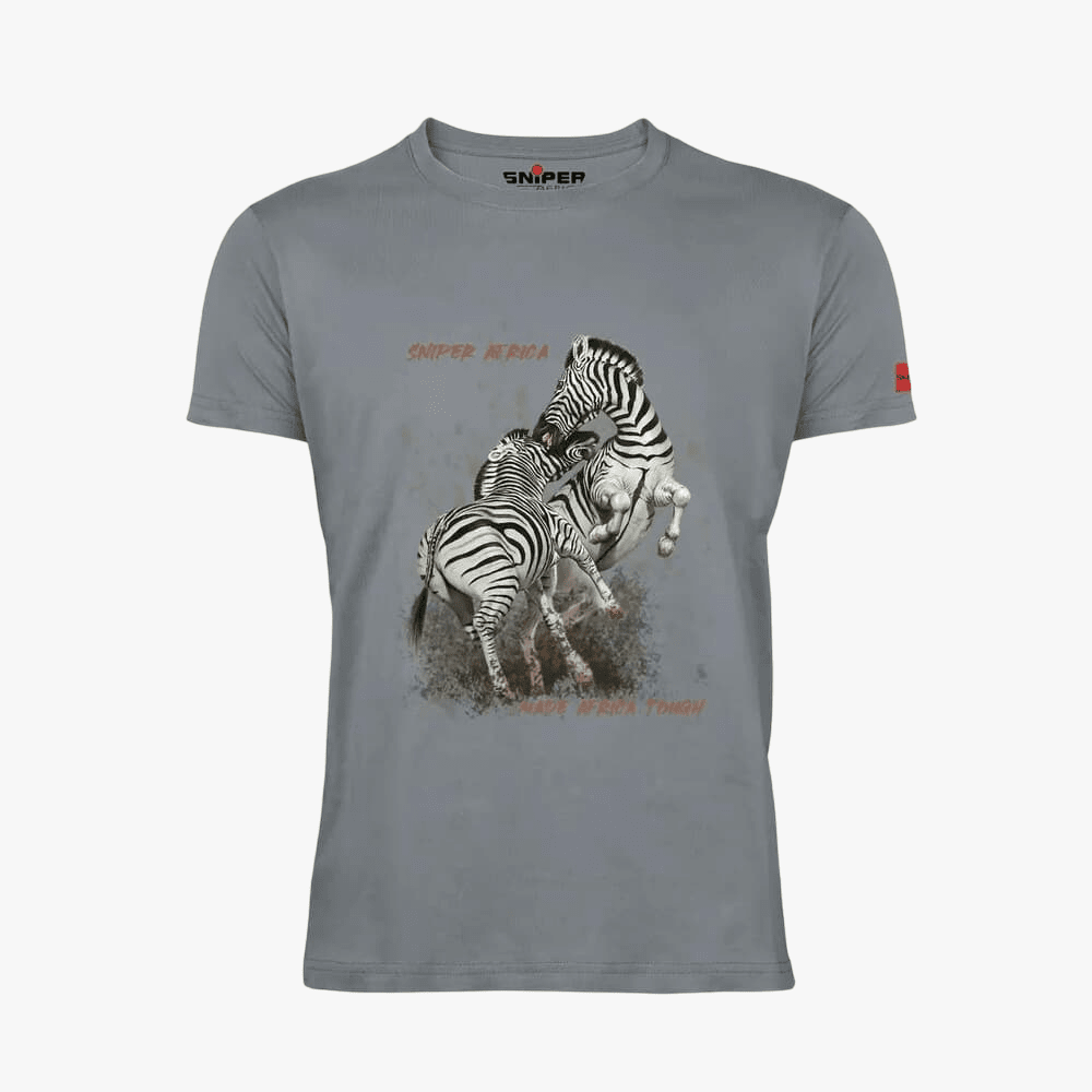 Sniper Mens Zebra Short Sleeve Tee Grey | Sniper