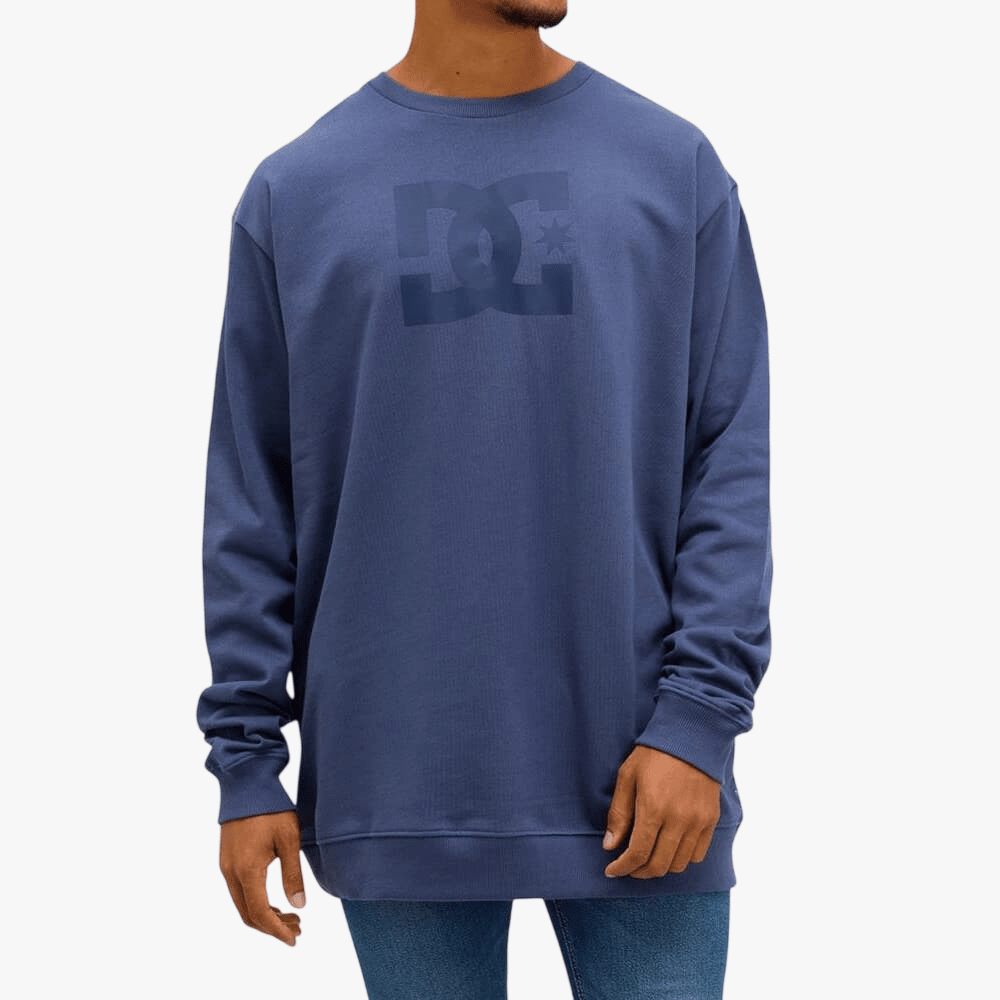 Dc Mens Star Crew Pullover Sweater Vintage Indigo | DC