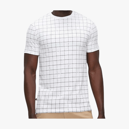 Polo Mens Printed Grid Short Sleeve Tee White | Polo