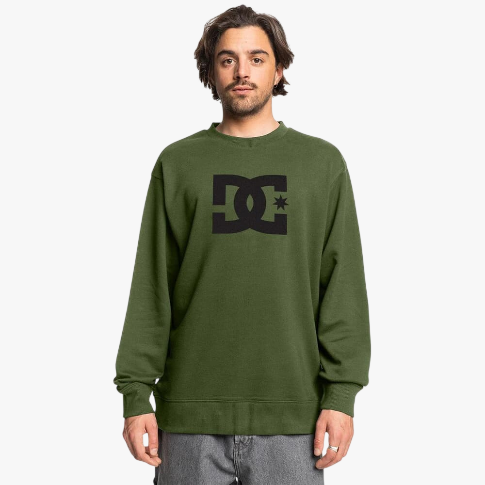 Dc Mens Star Crew Pullover Sweater Bronze Green