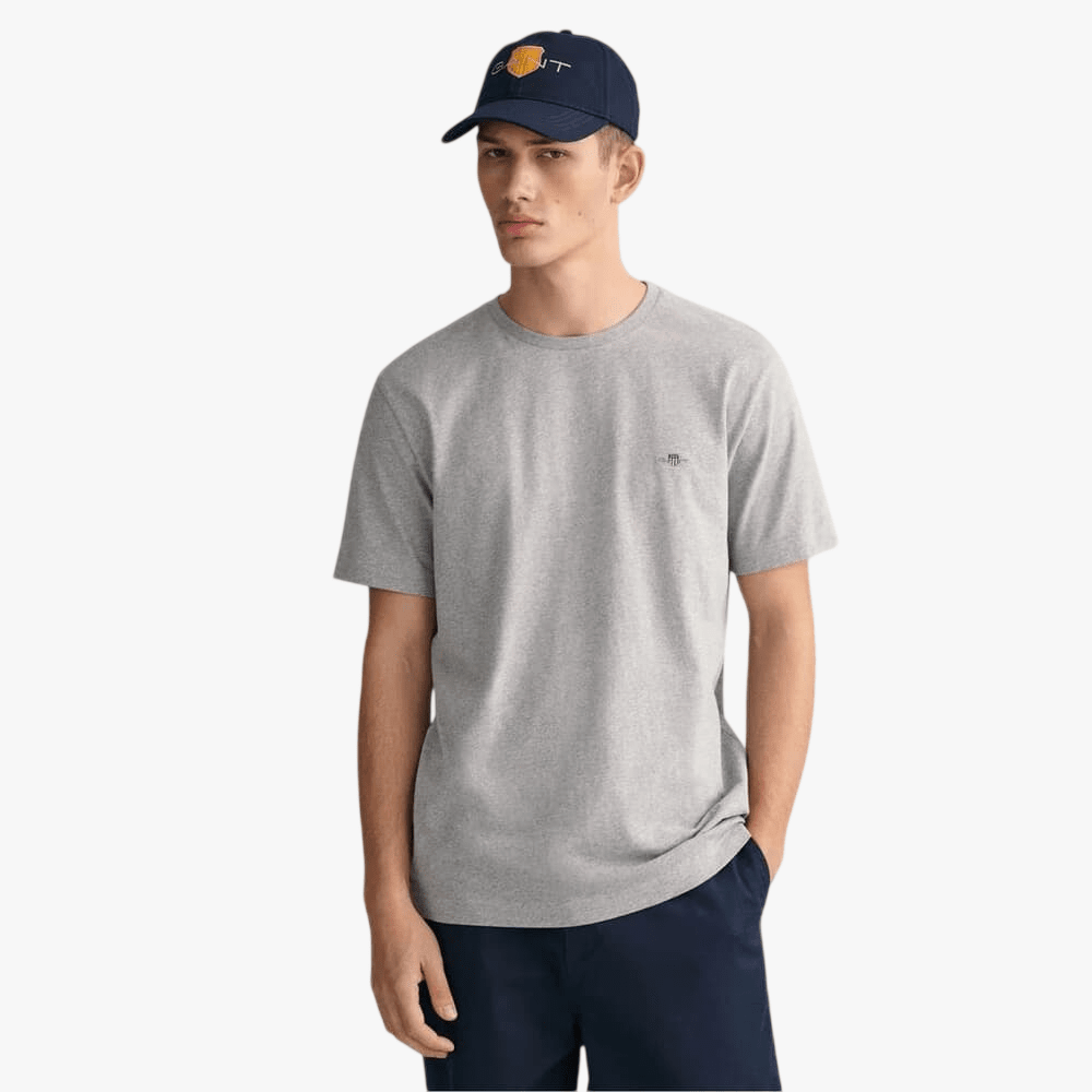 Gant Mens Regular Shield Short Sleeve Tee Grey Mel | Gant