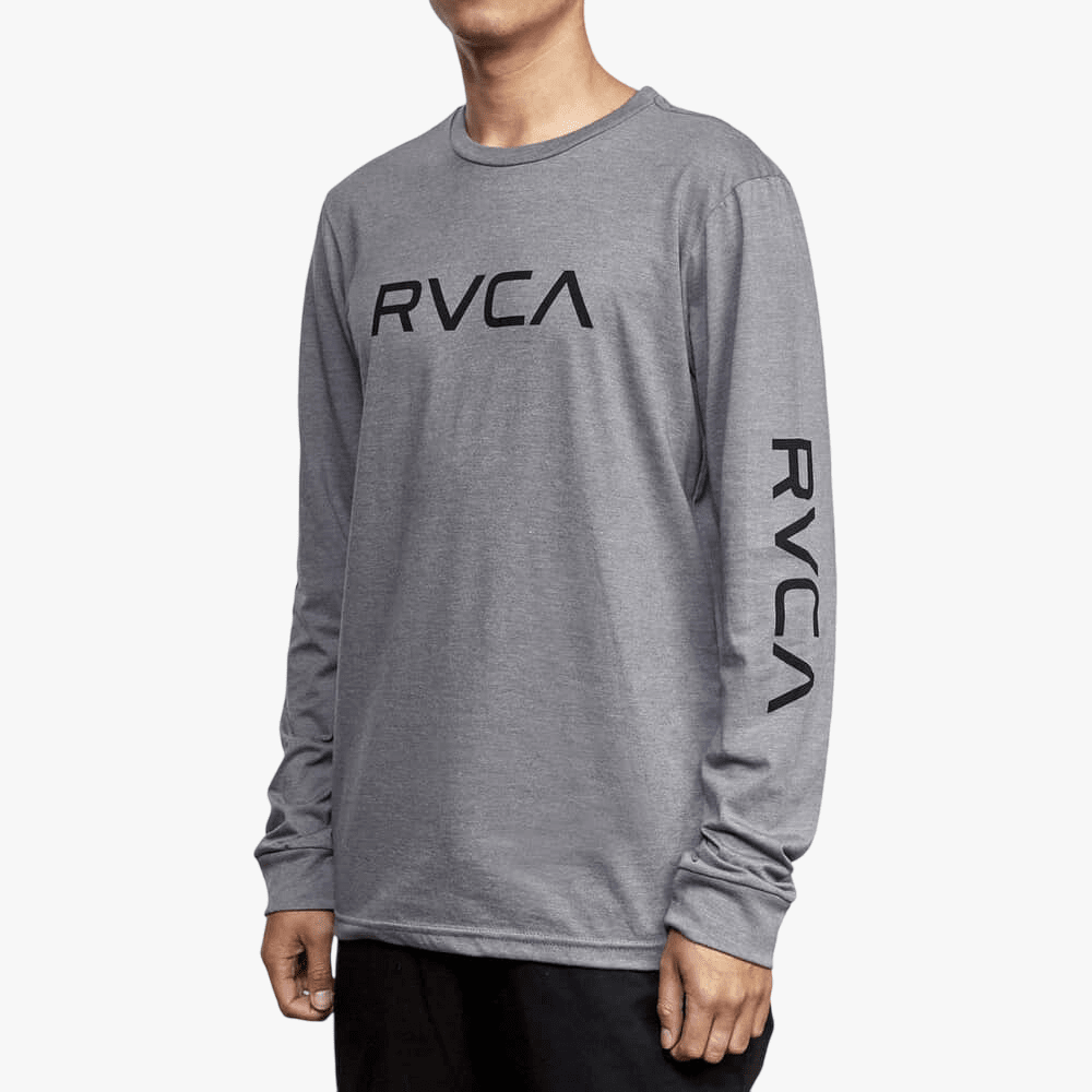 Rvca Mens Big Logo Long Sleeve Tee Grey Noise | Rvca