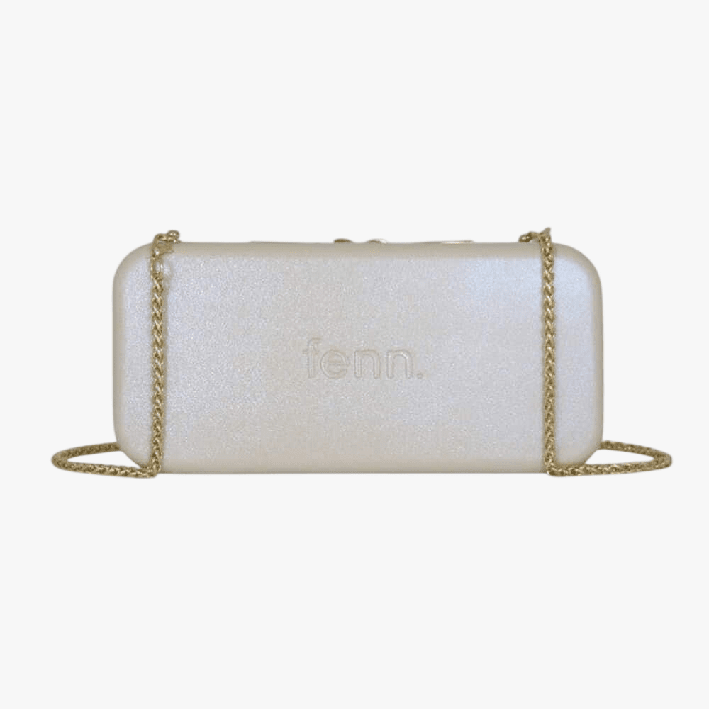 Fenn Wallet Champagne Shimmer Gold Zip Gold Chain | Fenn