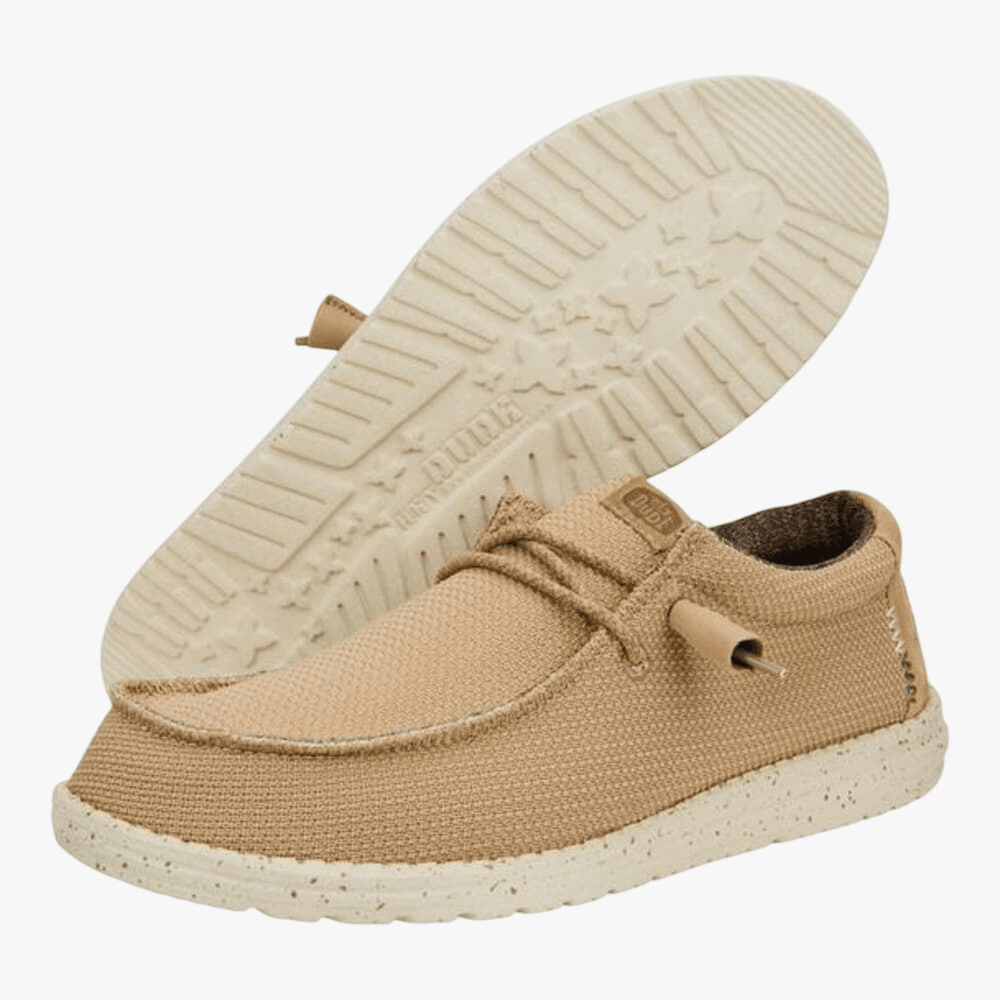 Hey Dude Mens Wally Sport Mesh Tan White | Hey Dude