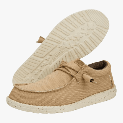 Hey Dude Mens Wally Sport Mesh Tan White | Hey Dude