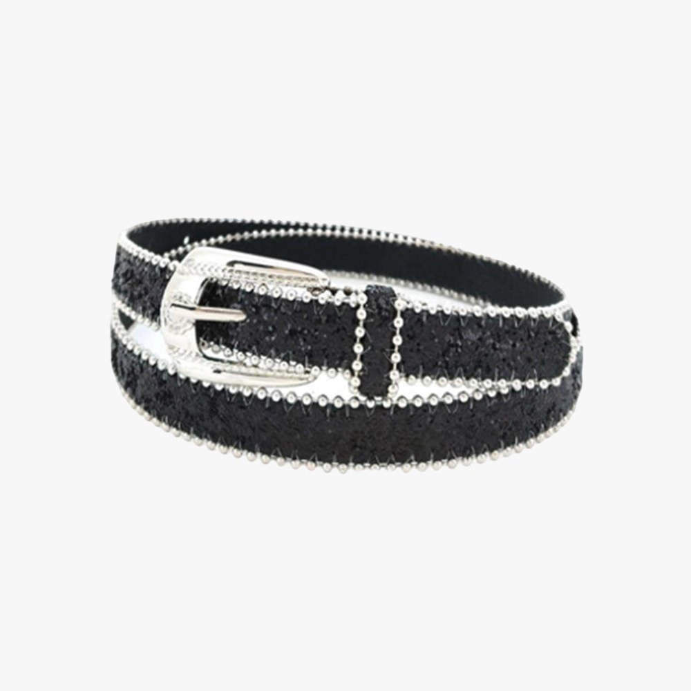 Sissy Boy Glitter Belt Small Ball Trim Decorative Black