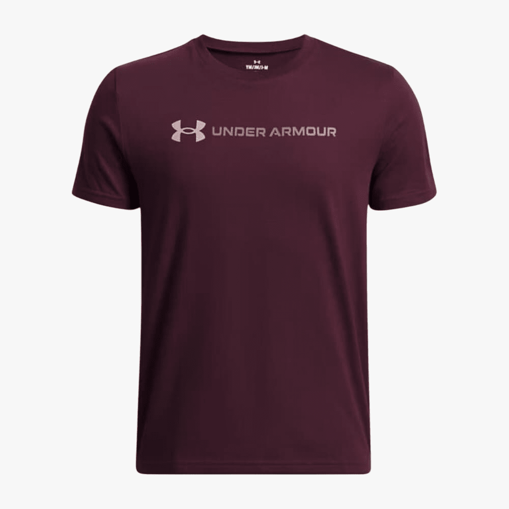 Under Armour Boys Logo Wordmark Short Sleeve Tee 600 Maroon | Under Armour