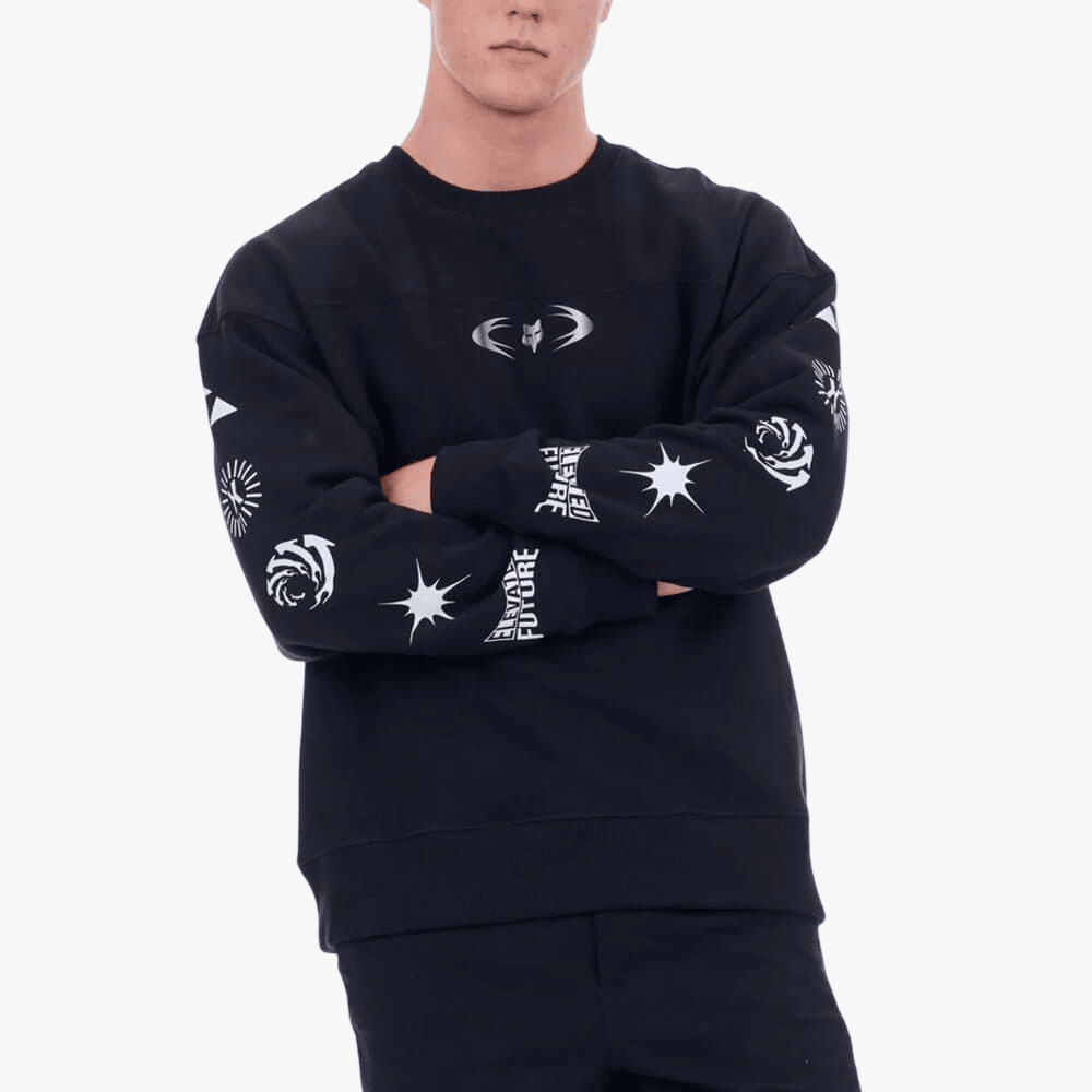 Fox Mens Image Crew Fleece Sweater Black | Fox
