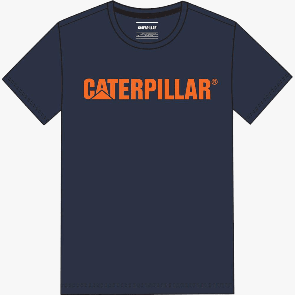 Caterpillar Mens Orig Fit Short Sleeve Tee Cat Logo Detroit Navy | Caterpillar