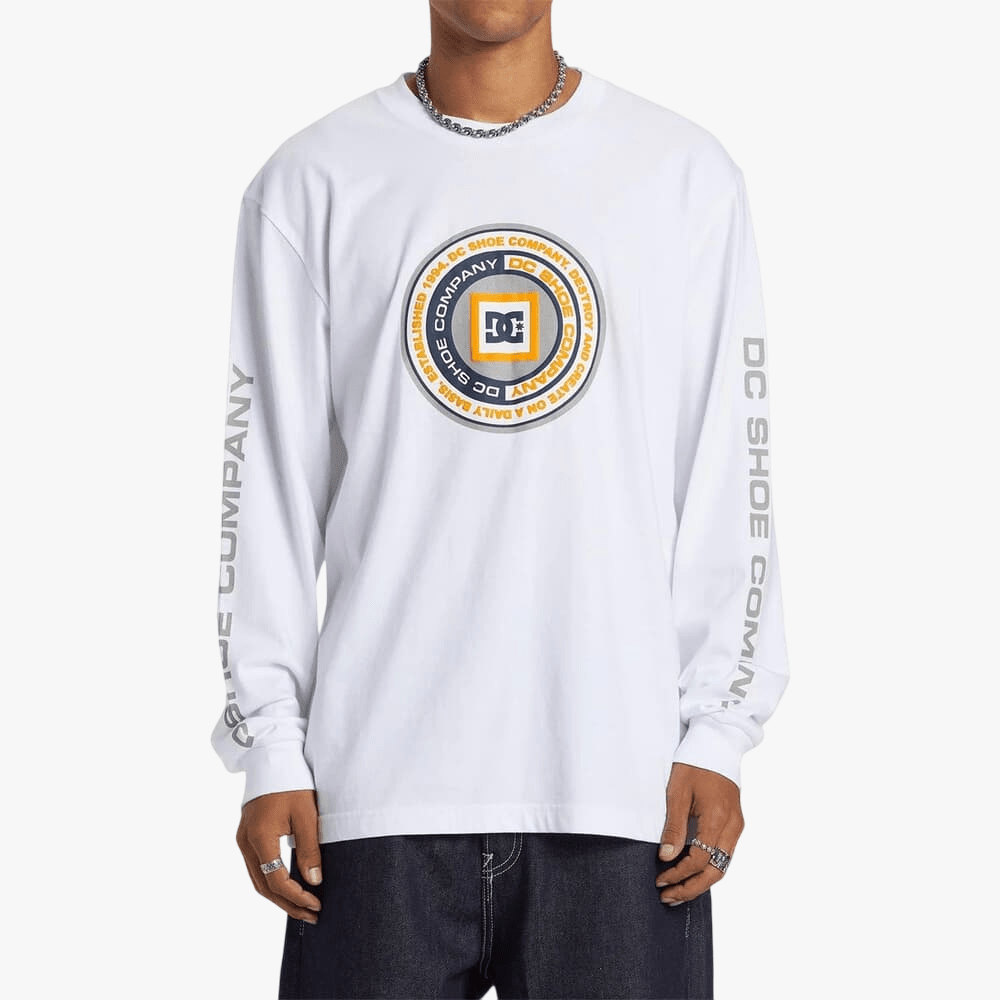 Dc Mens Throwback Long Sleeve Tee White | Dc