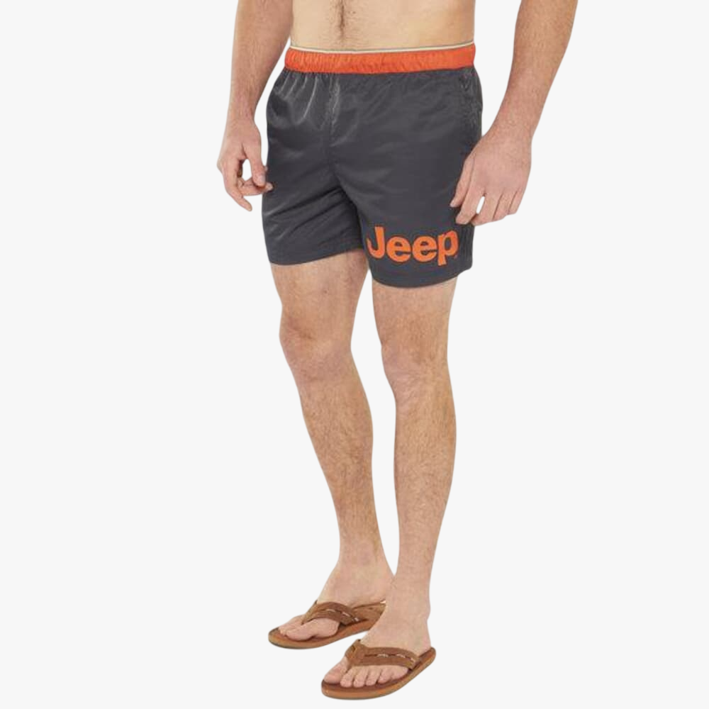 Jeep Mens Elasticated Swim Shorts Black Dark Springs Jeep