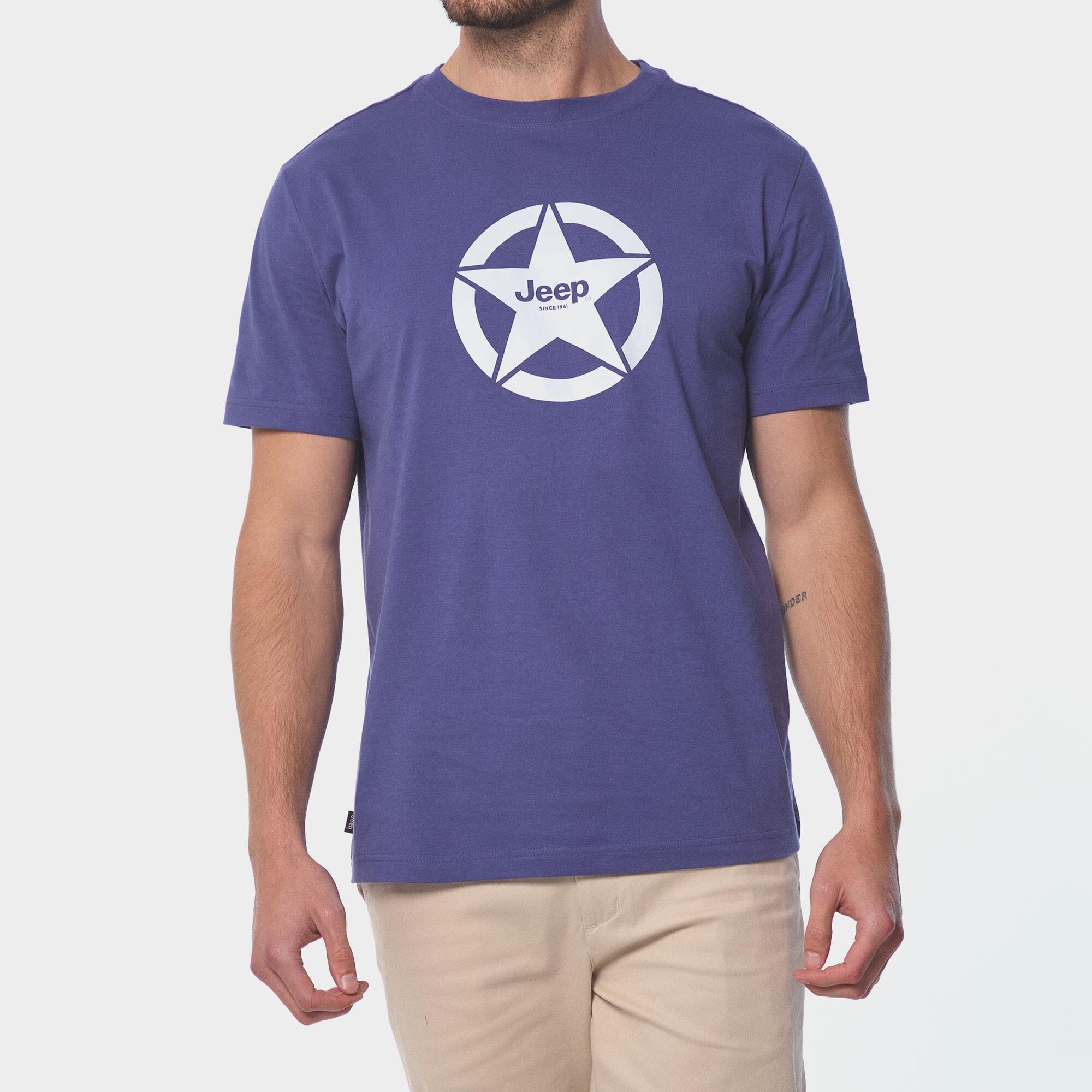 Jeep Mens Core Logo Star Short Sleeve Tee Blue | Jeep