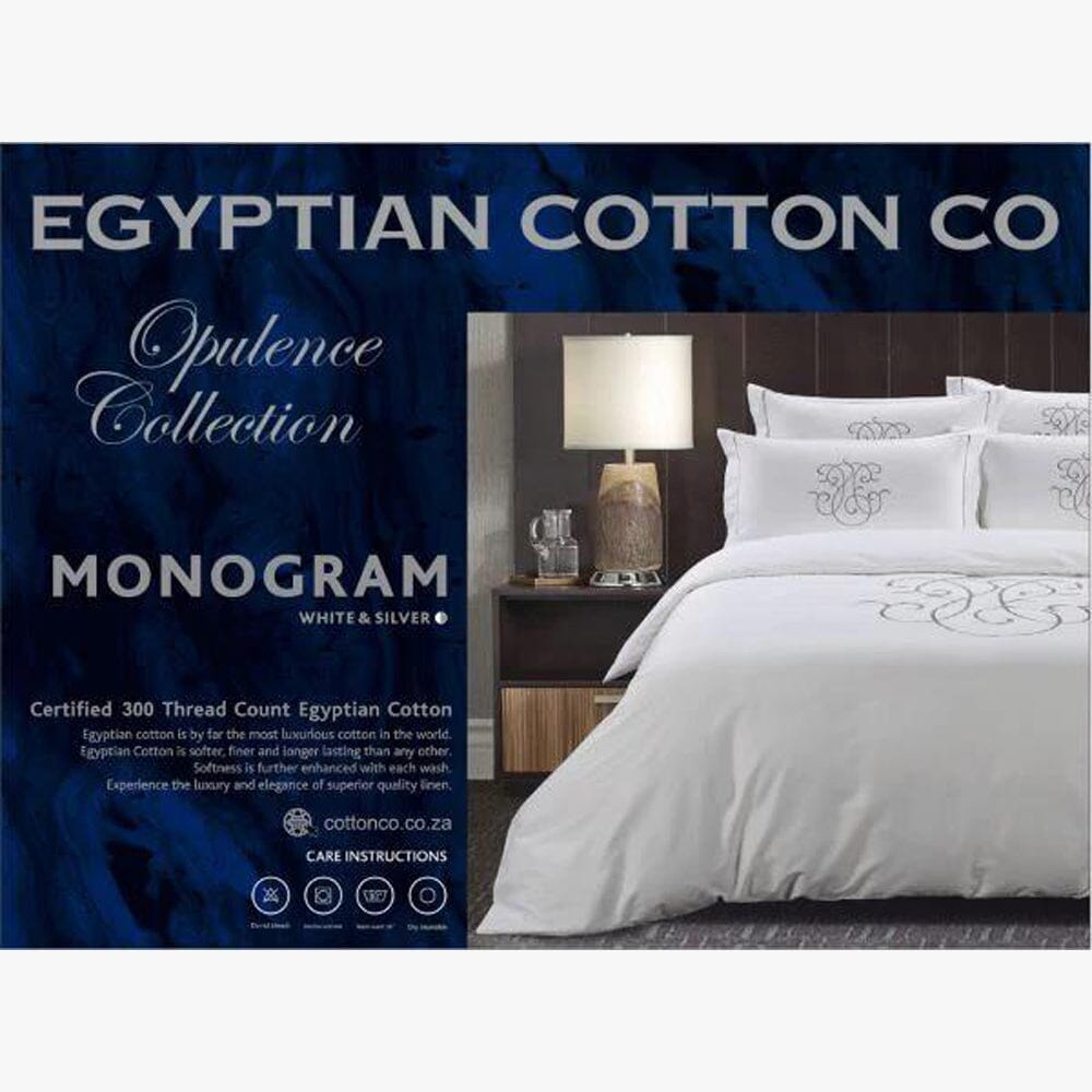 Cotton Co Opulence Monogram King Duvet Cover Set White Grey Cotton Co