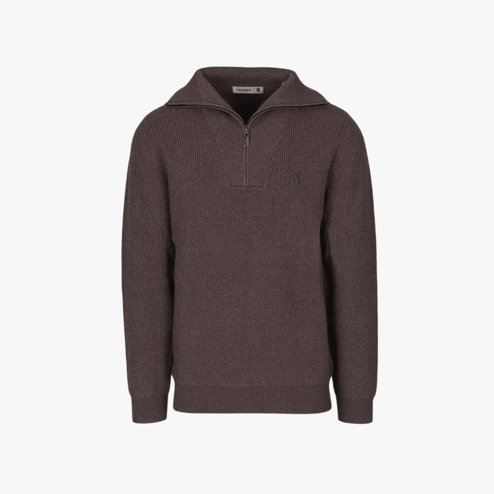 Pringle Mens Kyle 1/4 Zip Ribbed Knit Sweater Brown | Pringle