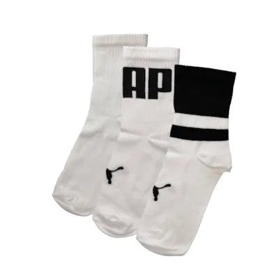 Puma Big Logo 3 Pack Low Crew Socks White