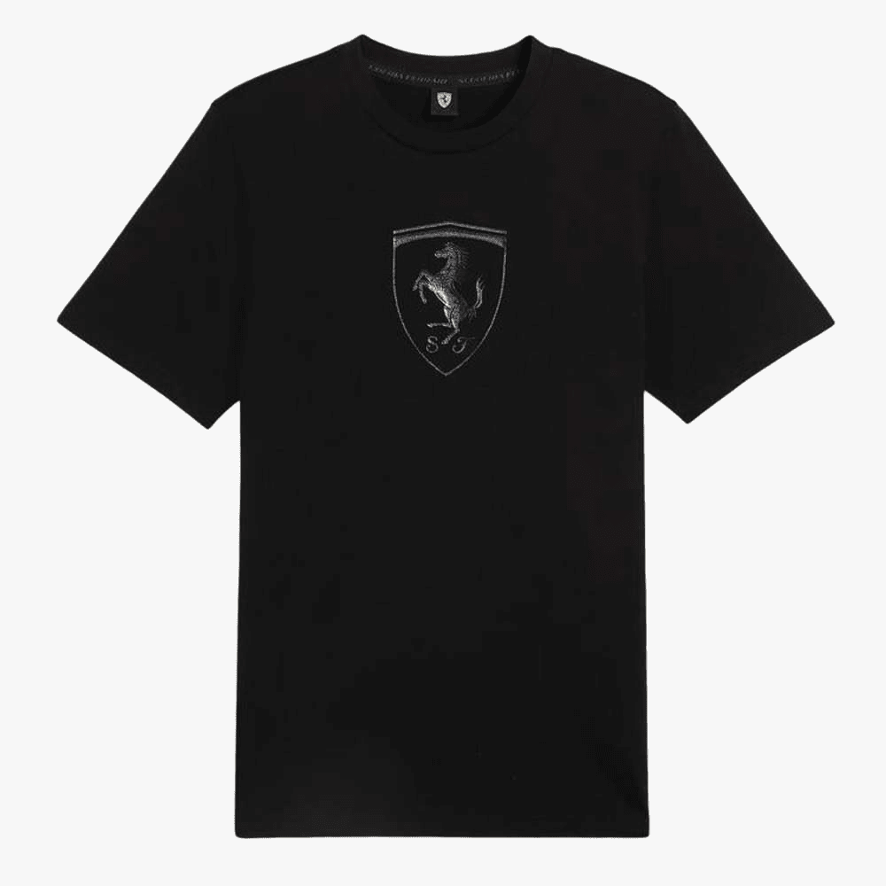 Puma Mens Ferrari Race Tonal Short Sleeve Tee Big Shield Black | Puma