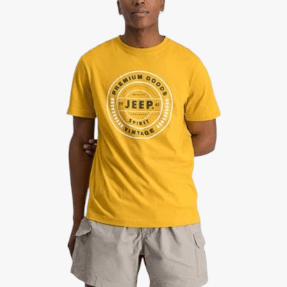 Jeep Mens Fashion Print Short Sleeve Tee Golden Glow | Jeep