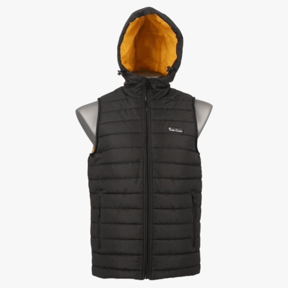 Pierre Cardin Mens Sleeveless Puffer Hooded Jacket Black | Pierre Cardin