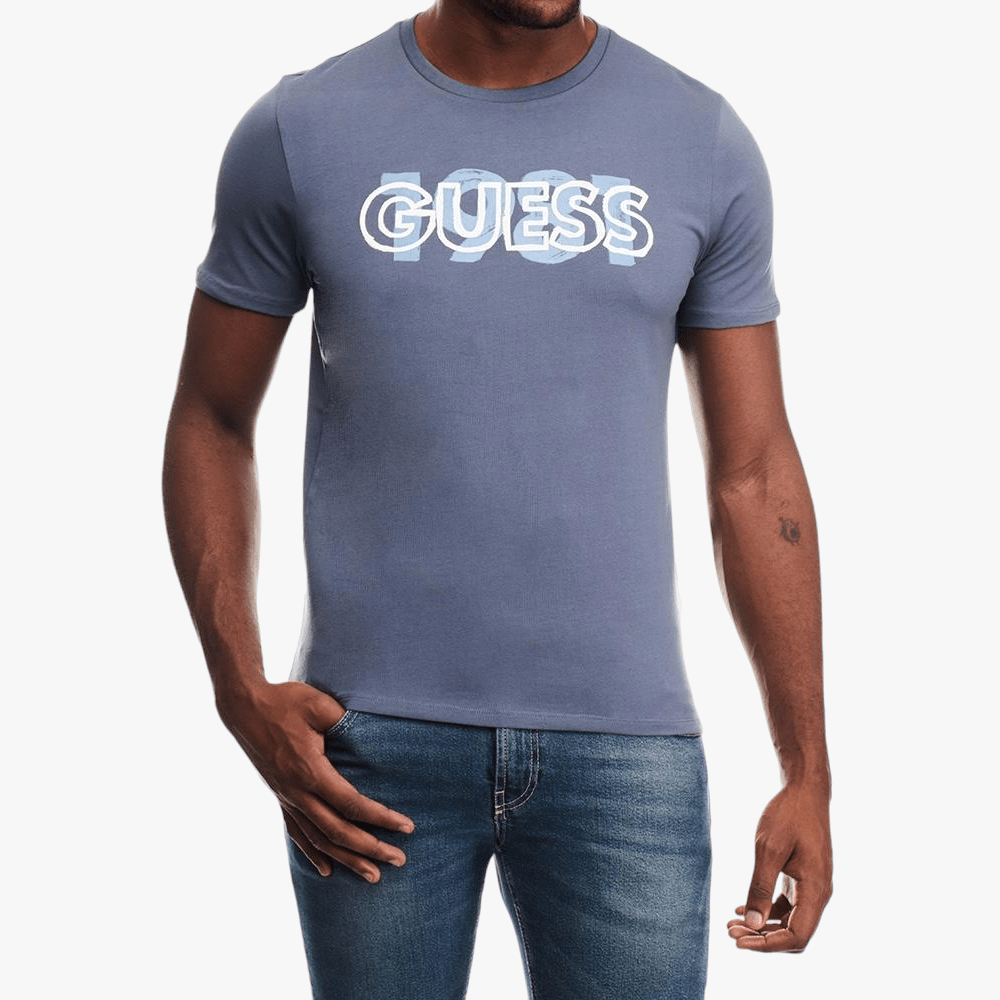 Guess Mens Orwell Short Sleeve Tee Light Blue | Guess