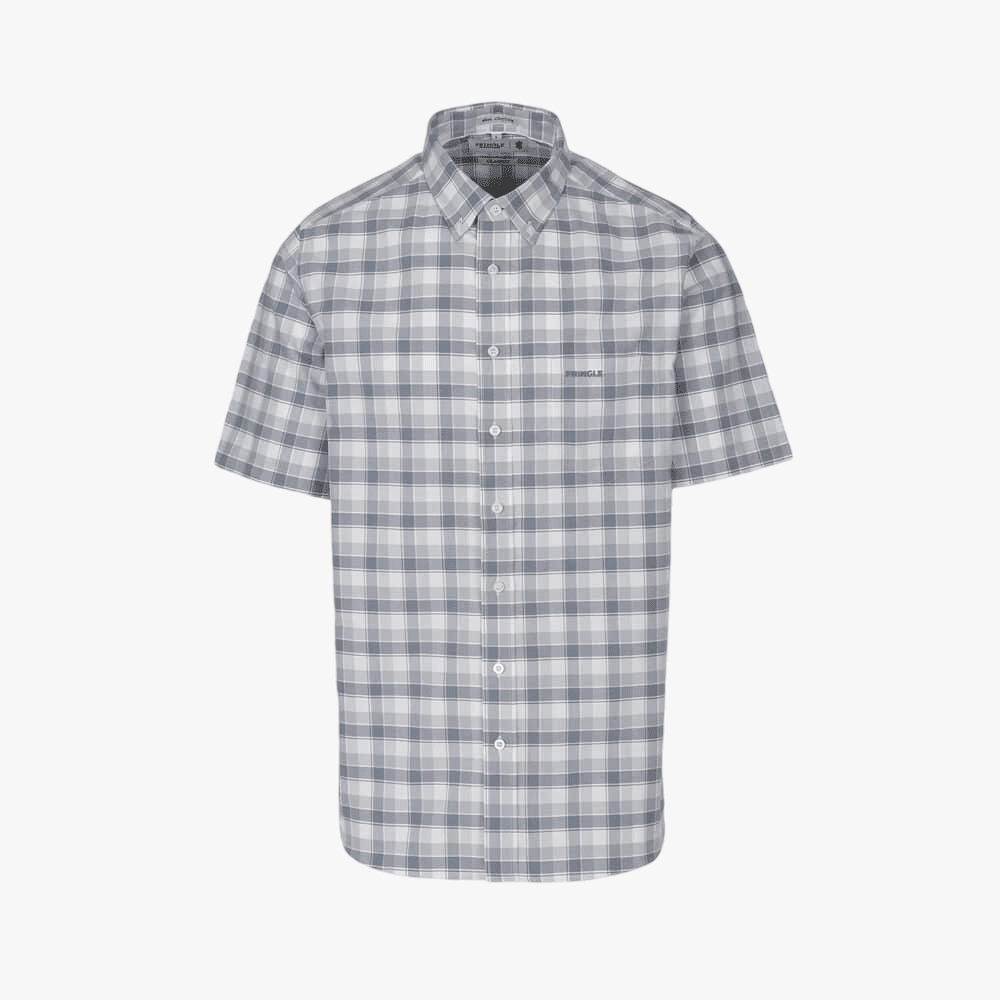 Pringle Mens Samual Oxford Check Short Sleeve Shirt Blue | Pringle