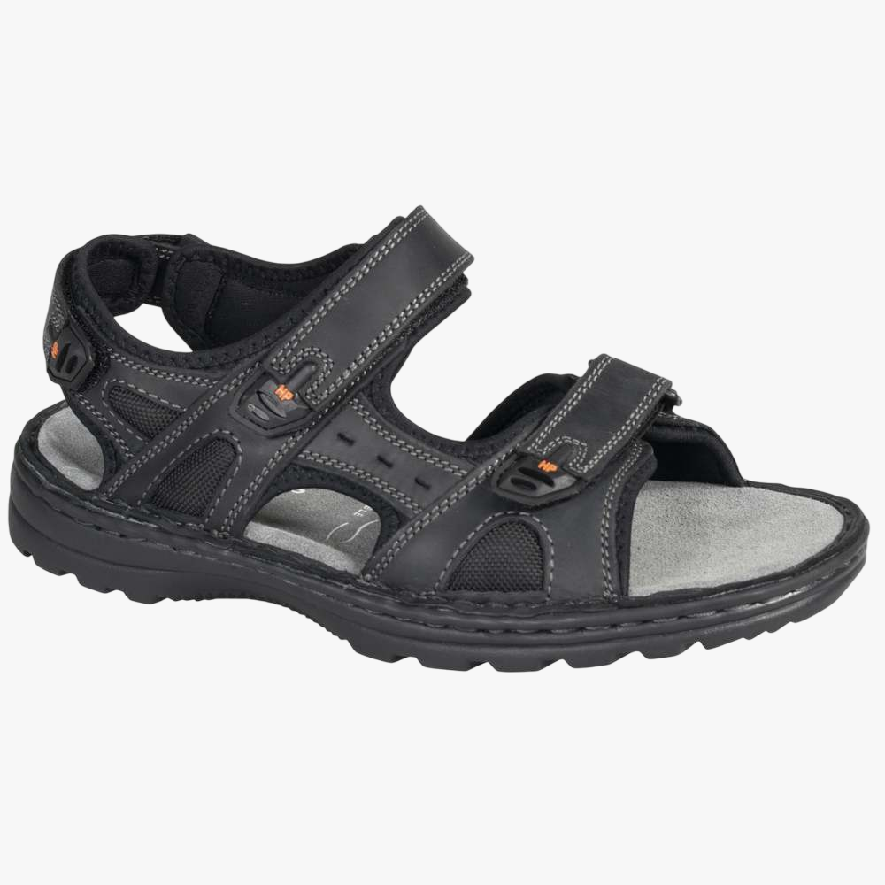 Hush Puppies Mens Big Guy Leather Sandal Black