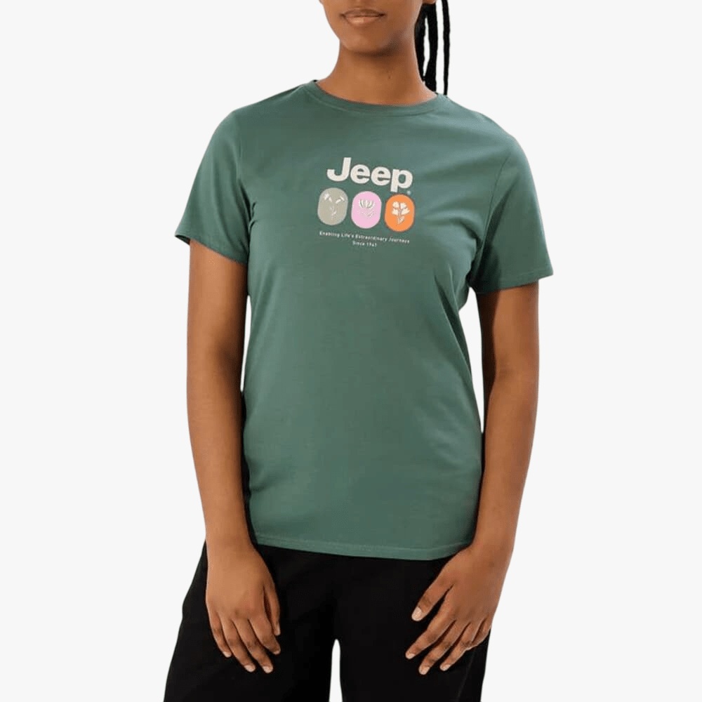 Jeep Womens Flower Graphic Tee Sage Leaf | Jeep