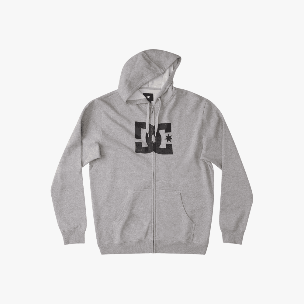 Dc Boys Star Zip Through Hoody Heather Grey | Dc