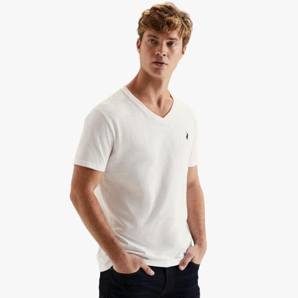 Polo Mens V-Neck Short Sleeve Tee White | Polo