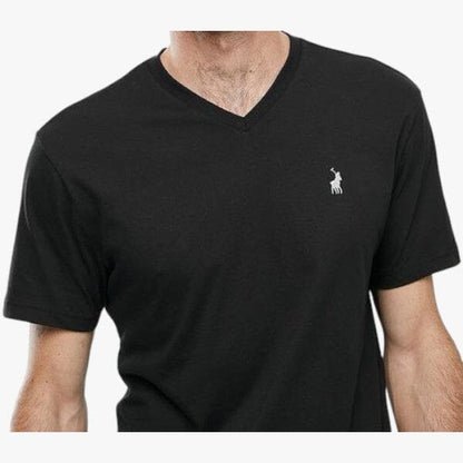 Polo Mens V-Neck Short Sleeve Tee Black | Polo