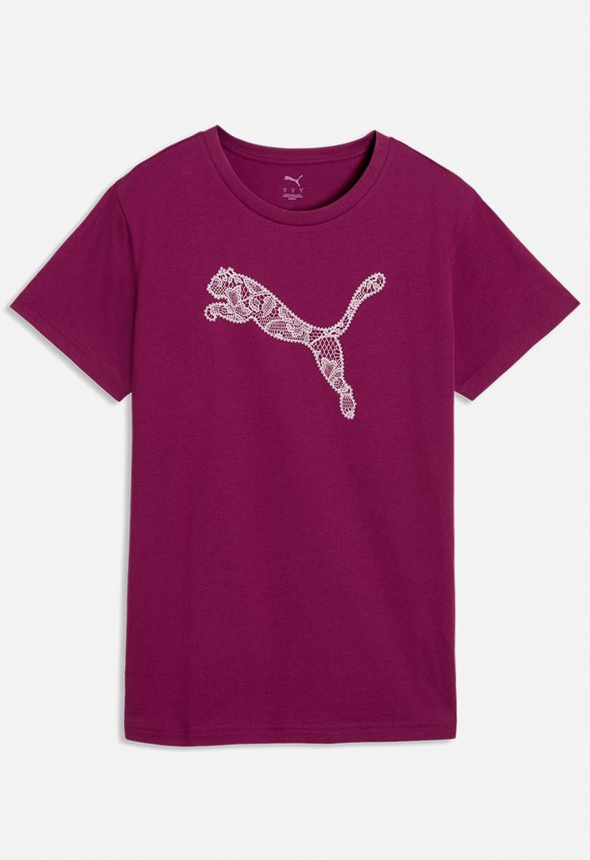 Puma Girls Graphic Lace Cat Tee Fuchsia