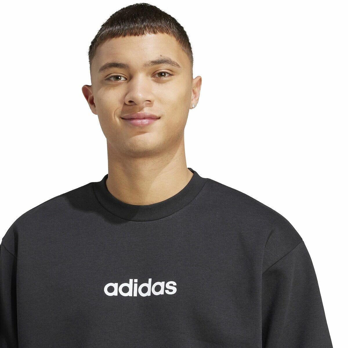 Adidas Mens Lin Fl Crew Sweater Black | Adidas