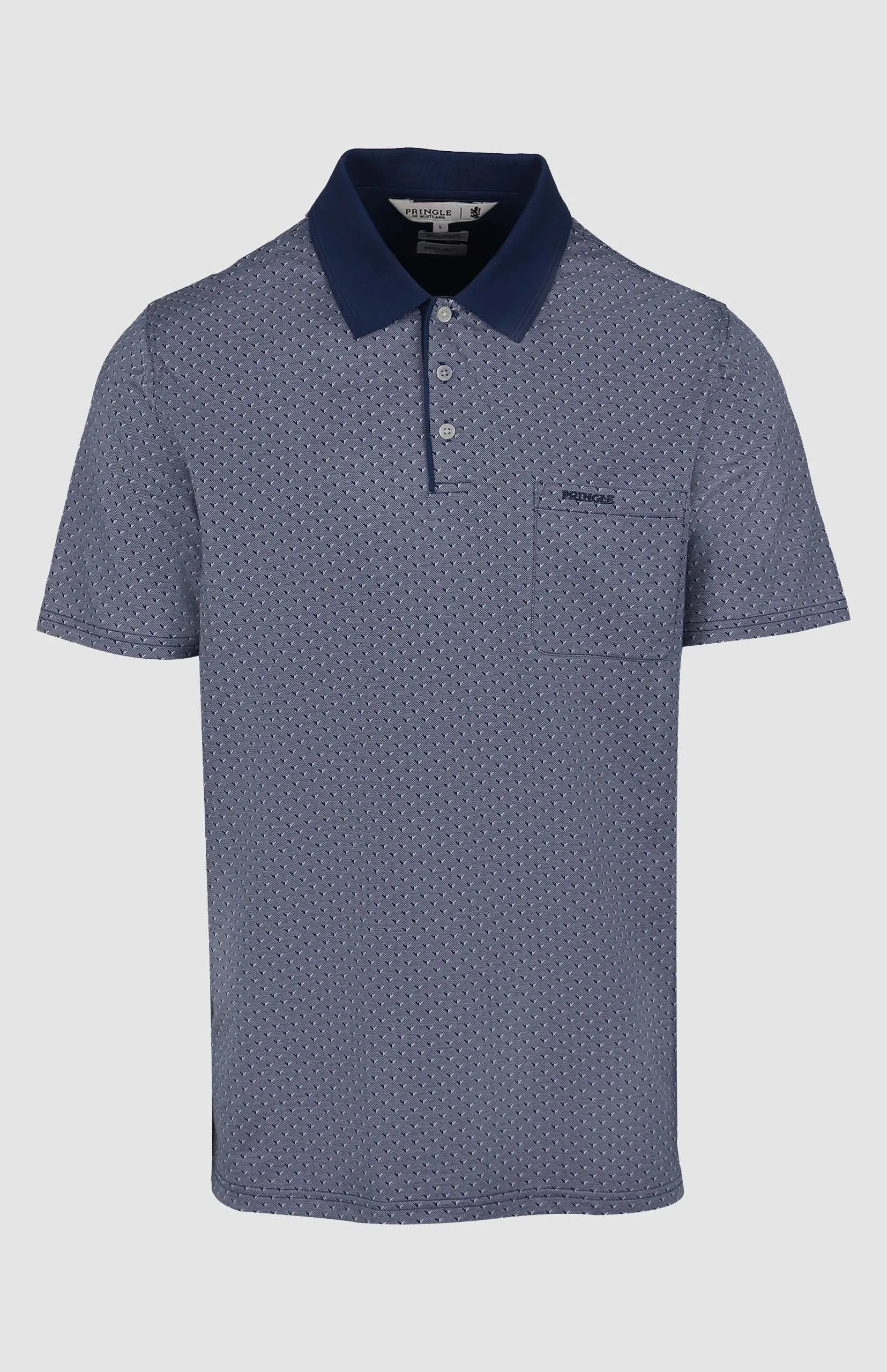 Pringle Mens Simon Jacquard Mercerised Golfer Navy