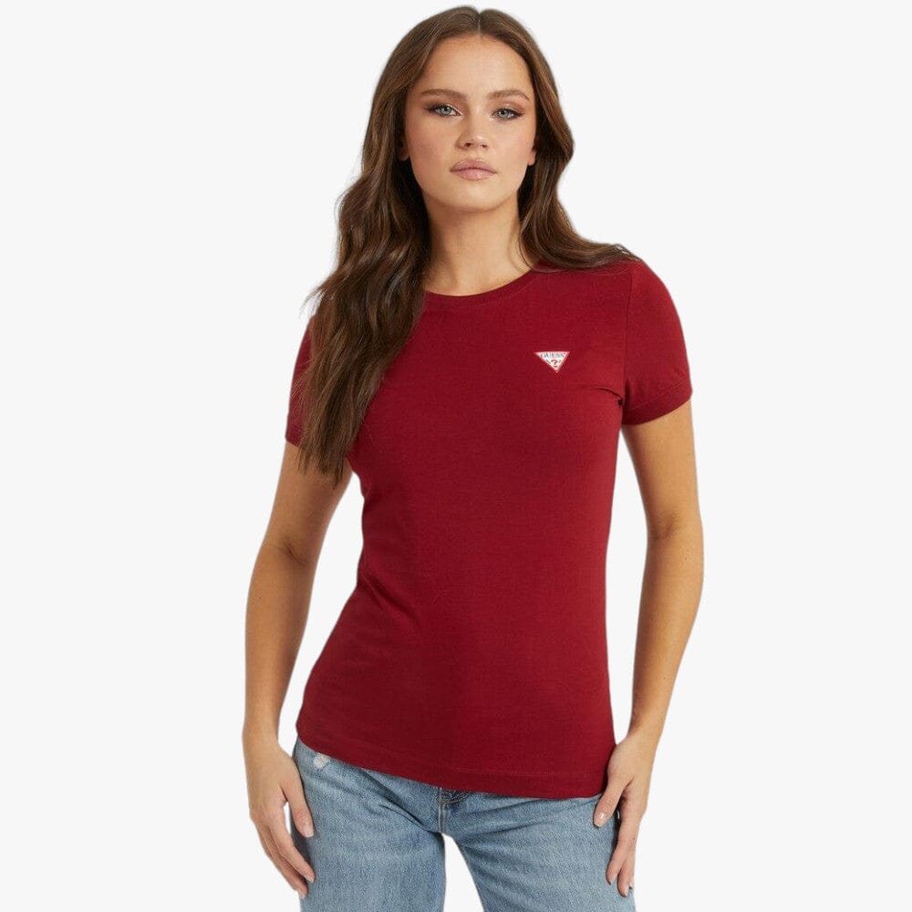 Guess Womens Cn Small Triangle Short Sleeve Tee Red | Guess