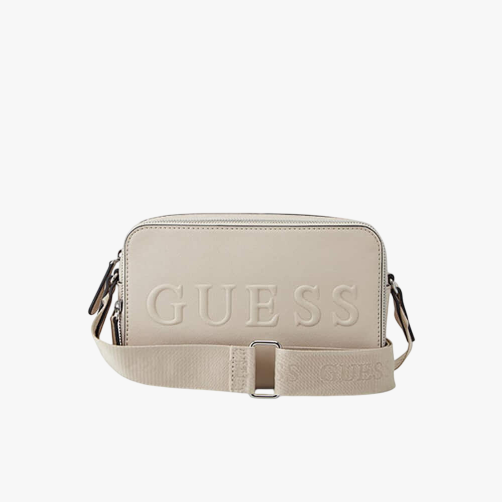 Guess Haddington Mini Double Zip Crossbody Bag Oatmeal