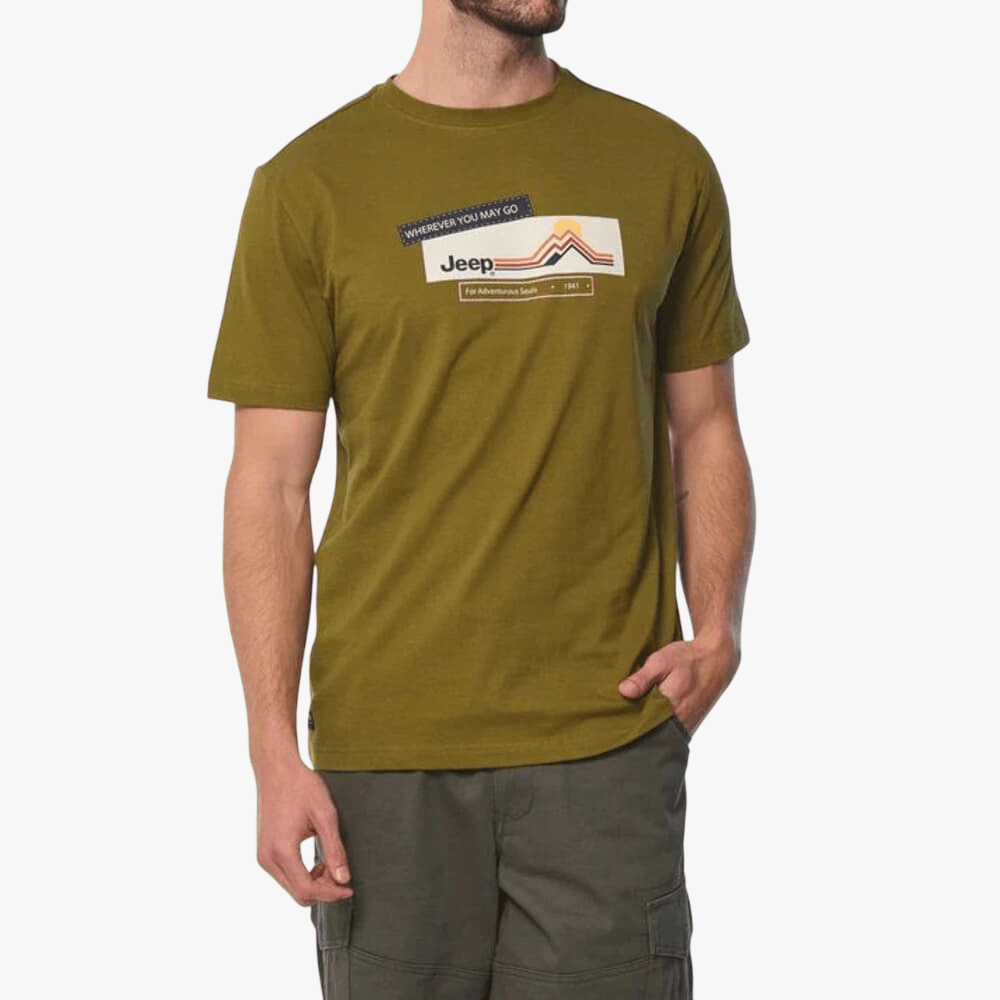 Jeep Mens Fashion Graphic Short Sleeve Tee Olive | Jeep