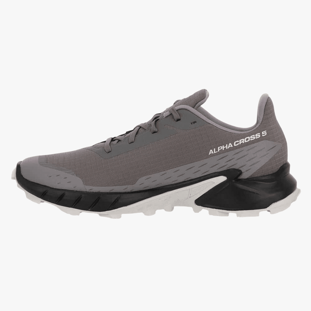 Salomon Mens Alphacross 5 Trail Sneaker Pewter Black Ghost Gray | Salomon