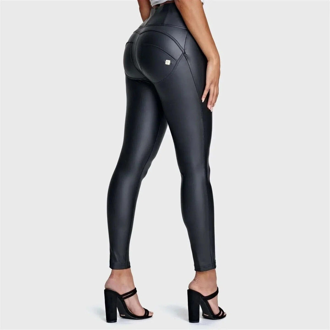 Freddy Wrup Faux Leather High Waist Full Length Pants Black | Freddy