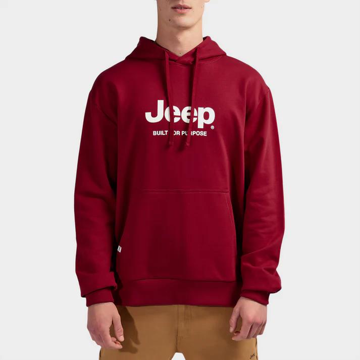 Jeep Mens Core Fleece Po Hoodie Red Jeep