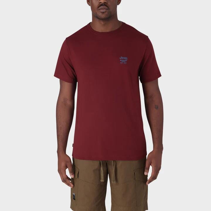Jeep Mens Essential Graphic Short Sleeve Tee Burgandy Jeep
