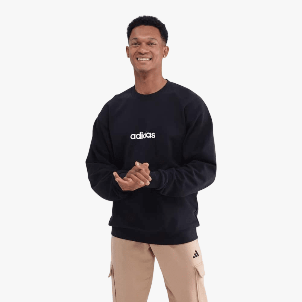 Adidas Mens Lin Fl Crew Sweater Black | Adidas