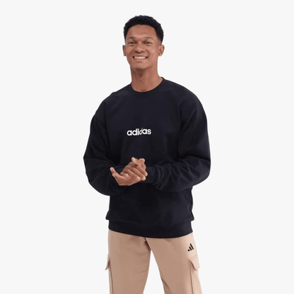Adidas Mens Lin Fl Crew Sweater Black | Adidas