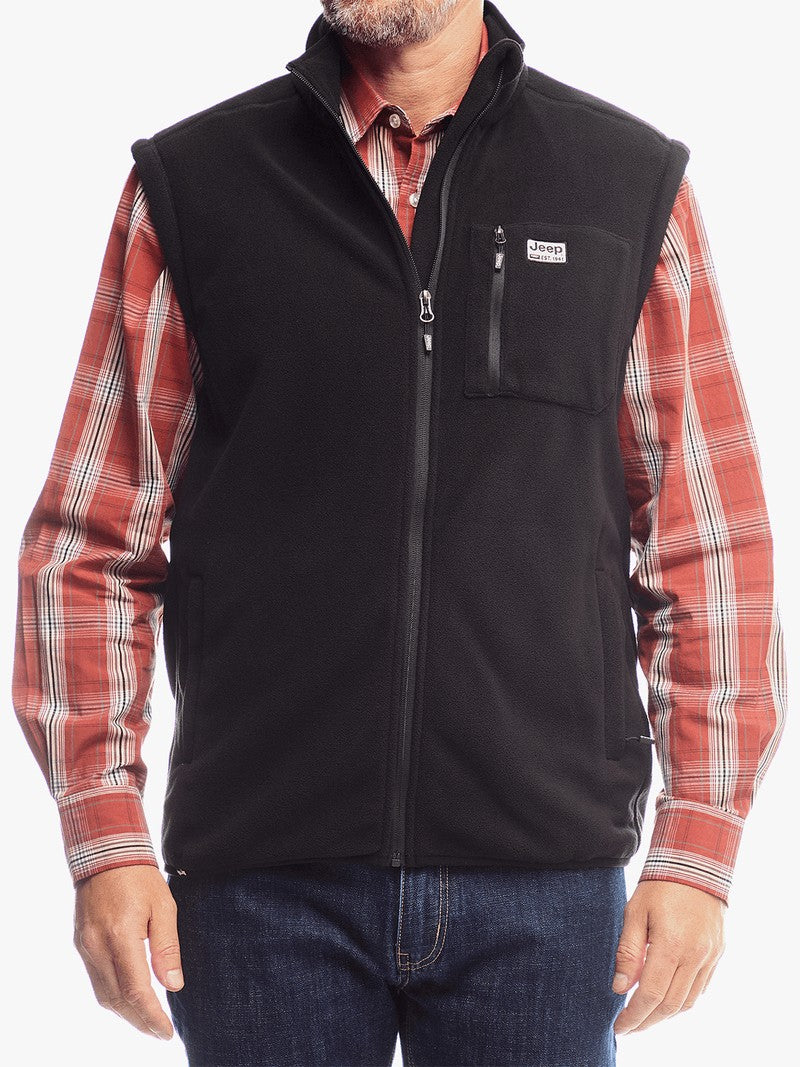 Jeep Mens Core Sleeveless Fleece Jacket Black