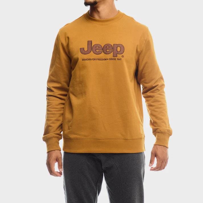 Jeep Mens Core Applique Crew Sweater Brown2 | Jeep