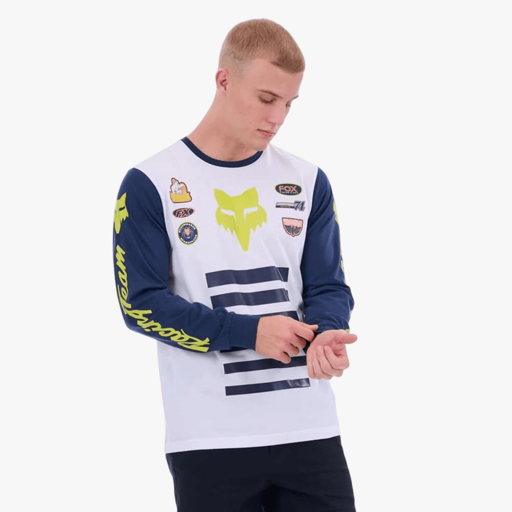 Fox Mens Supertrick Long Sleeve Tee White Summit Navy | Fox