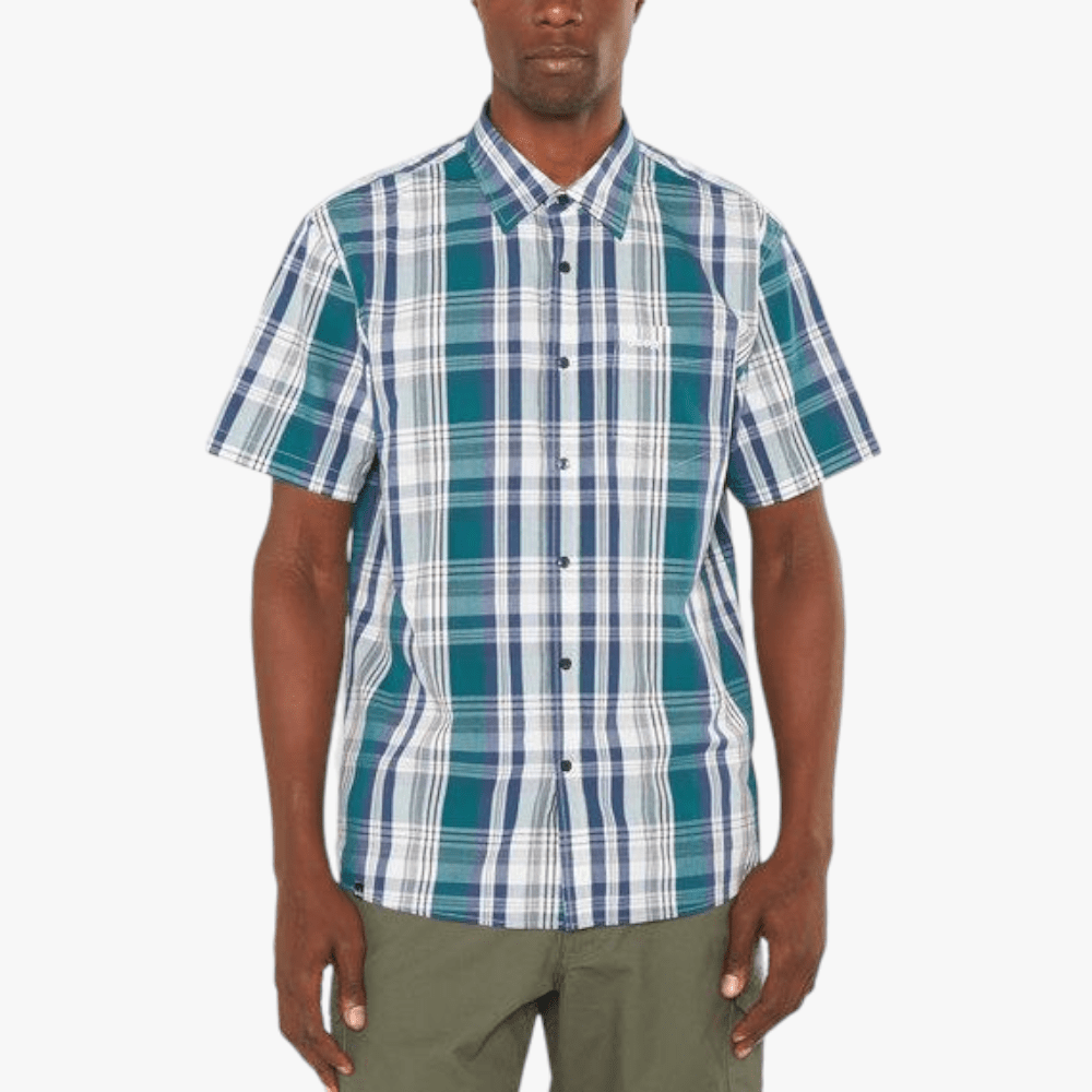 Jeep Mens Classic Checks Short Sleeve Shirt Lazuli Blue Verdigris | Jeep