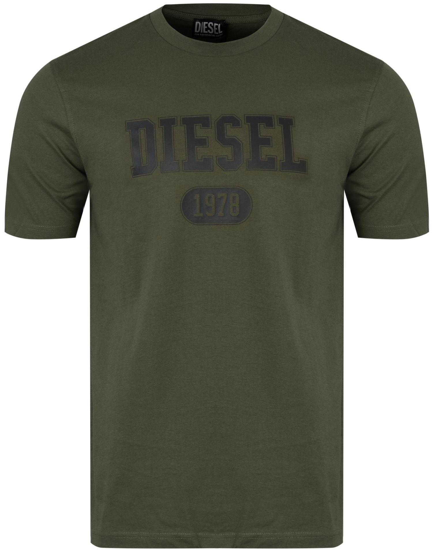 Diesel Mens Logo Varsity Tee 5Ix Green | Diesel
